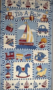 It's a Boy quilt fabric panel by Moda 19050-13B brushed cotton panel - Picture 1 of 9