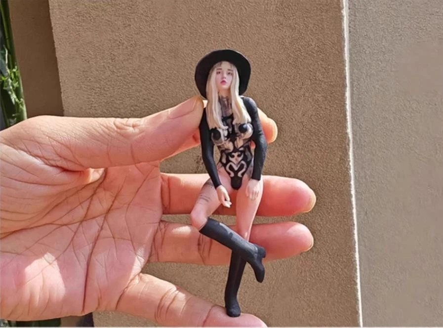 Diorama de pintura 3D de resina 1:10 negro belleza miniatura figura muñeca juguetes accesorios de escena Foto 1 de 4