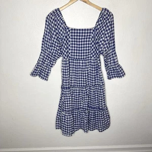 Mikarose Blue Gingham Plaid Dress Women’s XS The Dallas Western Summer Preppy - Picture 1 of 14