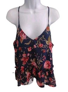 Patrons of Peace Floral Cropped Top Juniors Medium Sleeveless Multicolor Blouse - Picture 1 of 12