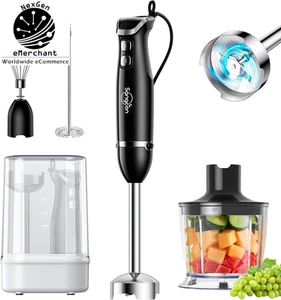 Licuadora de inmersión manual 6 en 1 con batidor, espumador, taza y base - 400 W, 2 velocidades - Imagen 1 de 11
