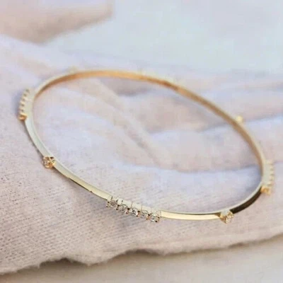 3Ct Round Cut Lab-Created Diamond 14K Yellow Gold Plated Women's Bangle Bracelet - Image 1 of 3