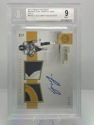 2017 Encased - JuJu Smith-Schuster - Rookie Dual Swatch Auto Gold BGS 9/10 - /10 - Image 1 of 2