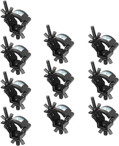 10 Pack Stage Light O Clamp Fit 1-1/4" to 1-1/4-1-3/8 Truss Clamps, Black  - Picture 1 of 6