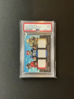 2011 Topps Prime JONES / DAREUS / INGRAM Triple Combo Relics /388 Rookie PSA 9 - Image 1 of 4