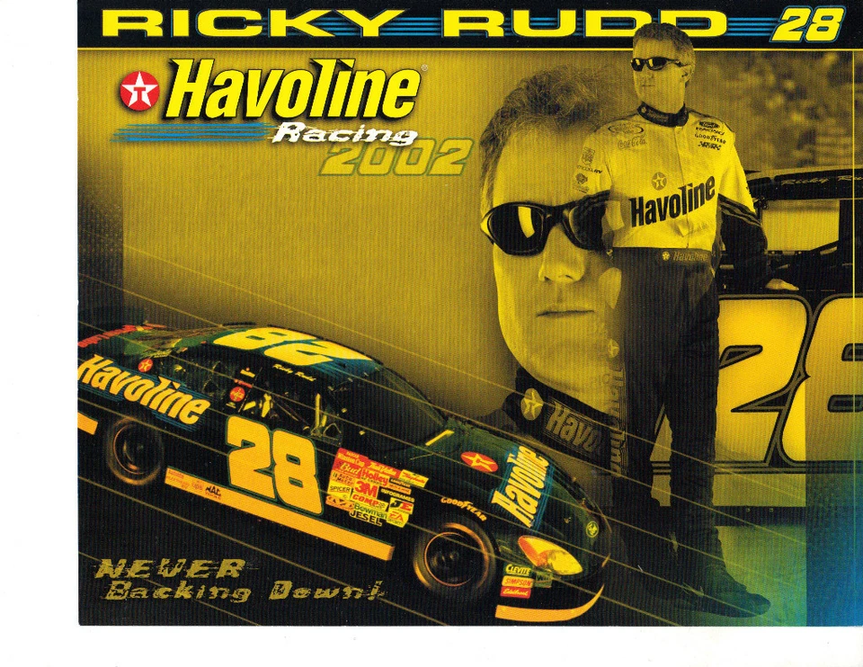 Tarjeta postal de la serie NASCAR Winston Cup 2002 Ricky Rudd "Havoline" #28  Foto 1 de 1