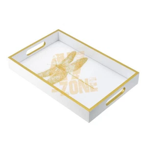 16x10x2" Dragonfly Tray White Indoor Outdoor Home Decor Tabletop Decoration - Picture 1 of 17