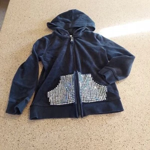 Circo sequins 6/6x black sparkle bling hoodie velour sweatshirt zip up diva - Picture 1 of 6
