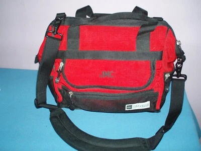 LL Bean Traveler Carry on , Overnight Bag , pockets,  Red & Black - Image 1 of 4