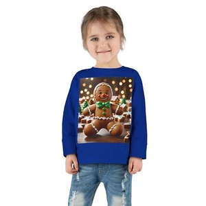 Gingerbread Toddler Long Sleeve Tee, Christmas Shirt, Holiday Outfit, Kids Tee, - Picture 1 of 21