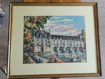 Chateau De Chenonceau Belgian Tapestry Wall Hang Castle Renaissance Framed - Image 1 of 4