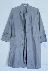 ATA Vtg 80s Womens Grey Sanforized Cotton Button Down Trench Coat Made in Israel - Picture 1 of 5