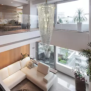 Modern Crystal Chandelier Light, 12-Light round Foyer Chandelier for High Ceilin - Picture 1 of 7