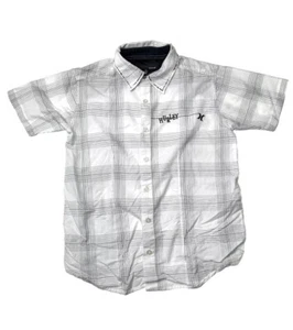 Hurley Plaid Shirt Boy Medium M White Button Up Short Sleeve Cotton - Picture 1 of 5