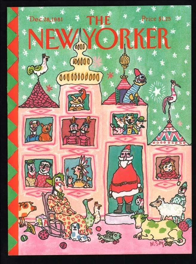 New Yorker magazine COVER ONLY  December 28 1981 Steig art-Christmas Santa toys - Imagem 1 de 1