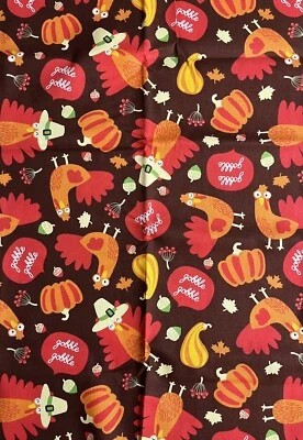 Precut 1/2 YD GOBBLE GOBBLE TURKEY PUMPKIN SQUASH Thanksgiving Fall Fabric - Image 1 of 3