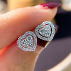 Romantic+Heart+Silver+Plated+Stud+Earring+Cubic+Zircon+Wedding+Party+Gift+A+Pair
