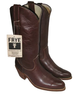 De Colección NUEVAS Botas de Vaquero del Oeste Old-Stock Frye Para Hombres Talla 9.5 D Cuero Marrón Hechas en EE. UU. - Imagen 1 de 20