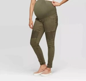 Maternity Crossover Panel Utility Jeggings Olive Isabel Maternity Size 16 - Picture 1 of 8