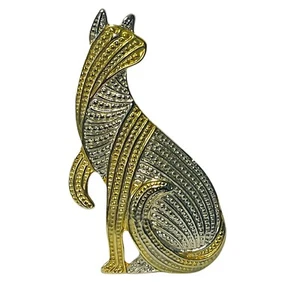 Cat Brooch Pin Vintage Park Lane Mixed Metal Textured Kitty Kat Feline Big 2.75" - Picture 1 of 15