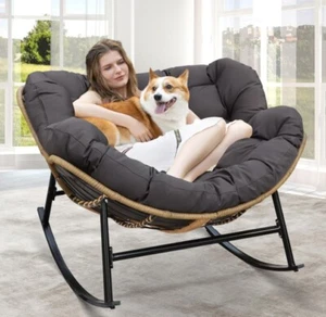 Garden Rocking Chair Porch Indoor Papasan Oversized Lounge Patio Egg Chair - Picture 1 of 11