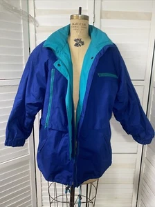 VTG London Fog Blue Women’s Removable Lined Puffer Jacket Parka Sz Large - Picture 1 of 13