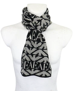 EMPORIO ARMANI Bufanda Para Hombre TALLA ÚNICA Monograma Negro/Blanco Mezcla de Lana Tejida - Imagen 1 de 11