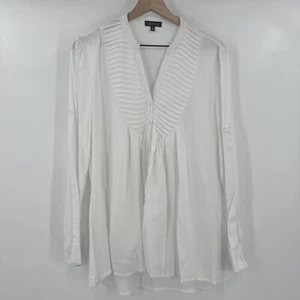 Blusa Spence Blanca Clara Para Mujer Talla Mediana Plisada Top Camisa Botón Delantero - Imagen 1 de 10