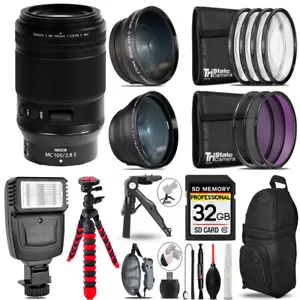 Nikon Z MC 105mm VR S Macro Lens -3 Lens Kit + Slave Flash + Tripod - 32GB Kit - Picture 1 of 7