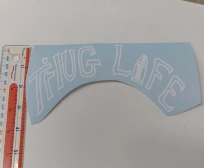 Calcomanía de vinilo THUG LIFE blanco brillante 3,5"x7" 2 piezas Foto 1 de 2