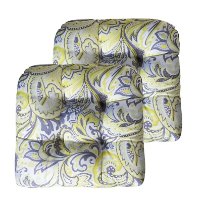 Almohadillas de patio funda acolchada asiento estampado silla exterior cojín amarillo cachemir floral Foto 1 de 4