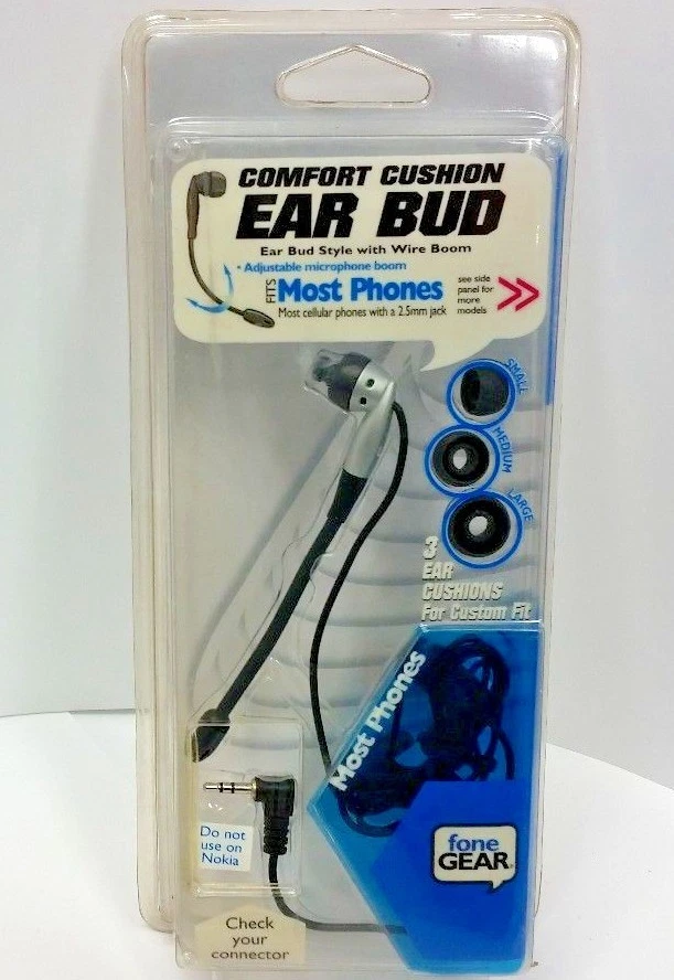 Fone Gear 00372,Comfort Cushion Hands Free Headset Ear Bud W/ Wire Boom   - Image 1 of 1