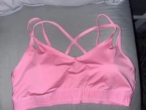 Pink Ultimate Strappy Back Lightly Lined Sports Bra NWT - Picture 1 of 6