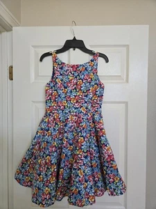 Polo By Ralph Lauren Girl's Size 12 Multicolor Blue Floral Sleeveless Dress - Picture 1 of 11