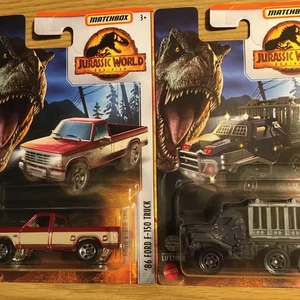 MATCHBOX 2022 JURASSIC PARK WORLD ARMORED ACTION TRANSPORTER & 86 FORD F-150 - Picture 1 of 7