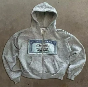 retro streetwear graphic zip hoodie for mens women's all sizes great quality - Picture 1 of 2