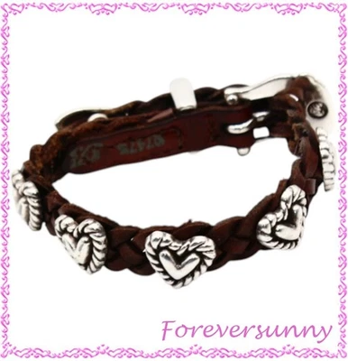 Brighton Roped Heart Brown Braided Buckle Leather Bracelet - Image 1 of 4