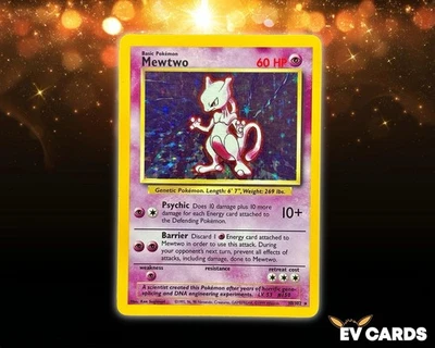 Pokémon TCG - Mewtwo 10/102 Holo Rare Base Set Vintage 1999 WOTC - Image 1 of 3