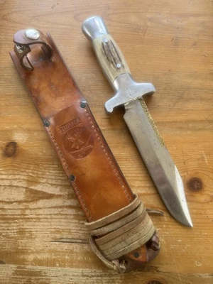 RUANA, BONNER MONTANA , BEAUTIFUL Knife Brass Back With Sheath, Case - Image 1 of 4