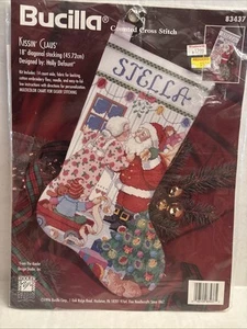 Bucilla Kissin' Claus kit calze punto croce contate Natale 83437 1996 - Foto 1 di 3