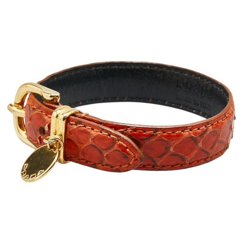 RARO Bracciale PRADA Pitone Goffrato Cintura Pelle Rossa Donna PRADA