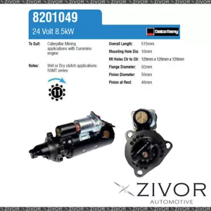 8201049-Delco Remy Starter Motor 24V 11Th CW 50MT For HITACHI EX8000 - Picture 1 of 1
