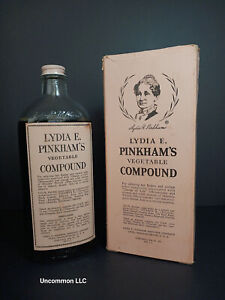 Ancienne bouteille pleine LG Lydia E Pinkham composé végétal avec boîte/insert d'origine