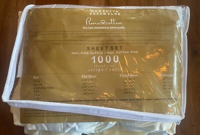 JUEGO DE SÁBANAS WAMSUTTA DREAM ZONE 1000TC PIMA ALGODÓN REINA MARFIL MACIZO DESCONTINUADO Foto 1 de 3