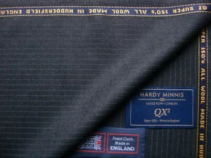 Hardy Minnis SUPER 150's WOOL SUITING FABRIC IN “Charcoal with Bead Stripe” 3.4m - Picture 1 of 12