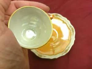 O & E.G. demitasse cup saucer espresso iridescent ROYAL Oscar Edger Gutherz #BU - Imagen 1 de 2