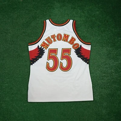 Dikembe Mutombo 1996-97 Atlanta Hawks Authentic Mitchell & Ness Home Jersey - Image 1 of 4