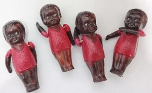 VINTAGE LOT of 4 CELLULOID Black BABY Dolls. Moveable arms. 2-1/2" - Picture 1 of 3