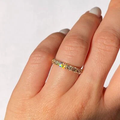 ANILLO ALIANZA ORO ROSA 14K DIAMANTE MITAD CAMINO ETERNIDAD 1CTW Foto 1 de 4