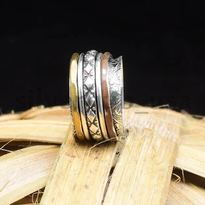 Copper Spinner 925 Sterling Silver Christmas Gift Ring Jewelry All Size SE-147 - Picture 1 of 11